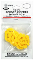 Bags Unlimited ARI4510 - 7 Inch 45 RPM Record Inserts Snap In - 10 Count (Yellow)