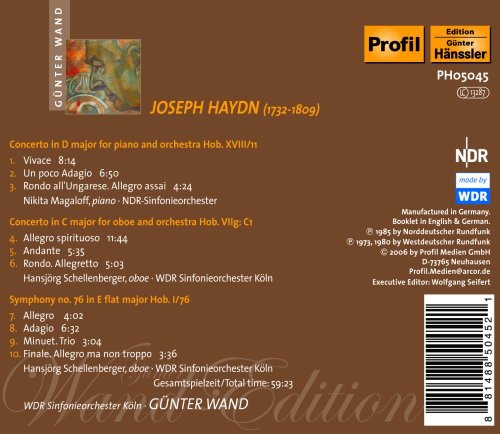 Gnter Wand - Wand-Edition: Concerto for Piano Oboe & Orchestra