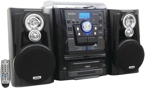 Jensen Jmc-1250 Turntable (CD Cassette & Remote) - Jensen JMC-1250 Bluetooth Wireless Turntable Music Entertainment System - 3-Speed (33/45/78 RPM) -  3 CD Changer - Dual Cassette